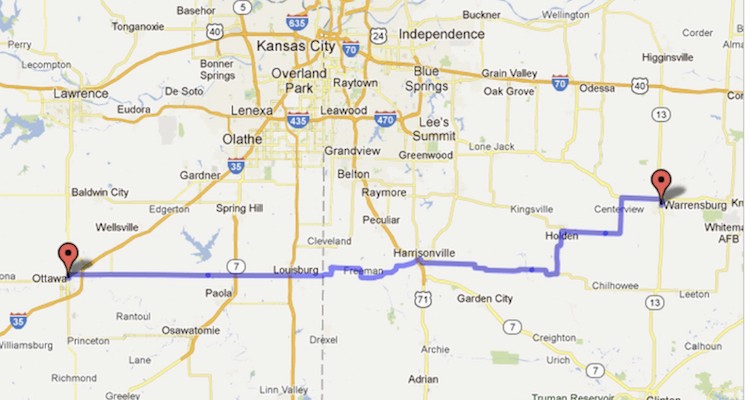 Bicycle Touring in Kansas and Missouri – Planned Day 2